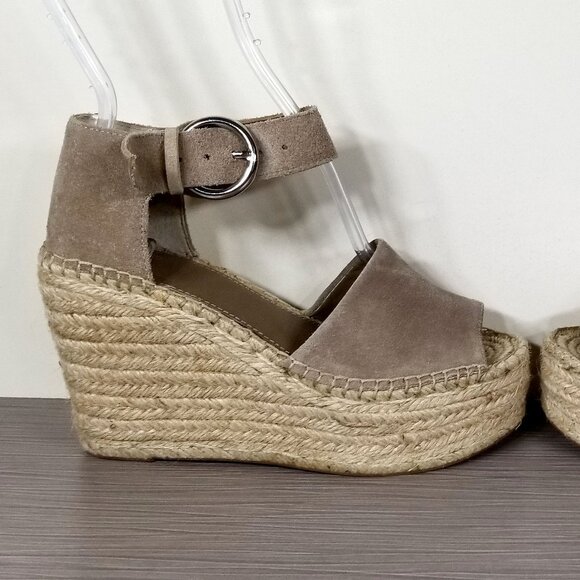 Marc Fisher LTD Lalida Espadrille Wedge Sandals, Tan Suede, Womens Size 5.5 M - Picture 7 of 12